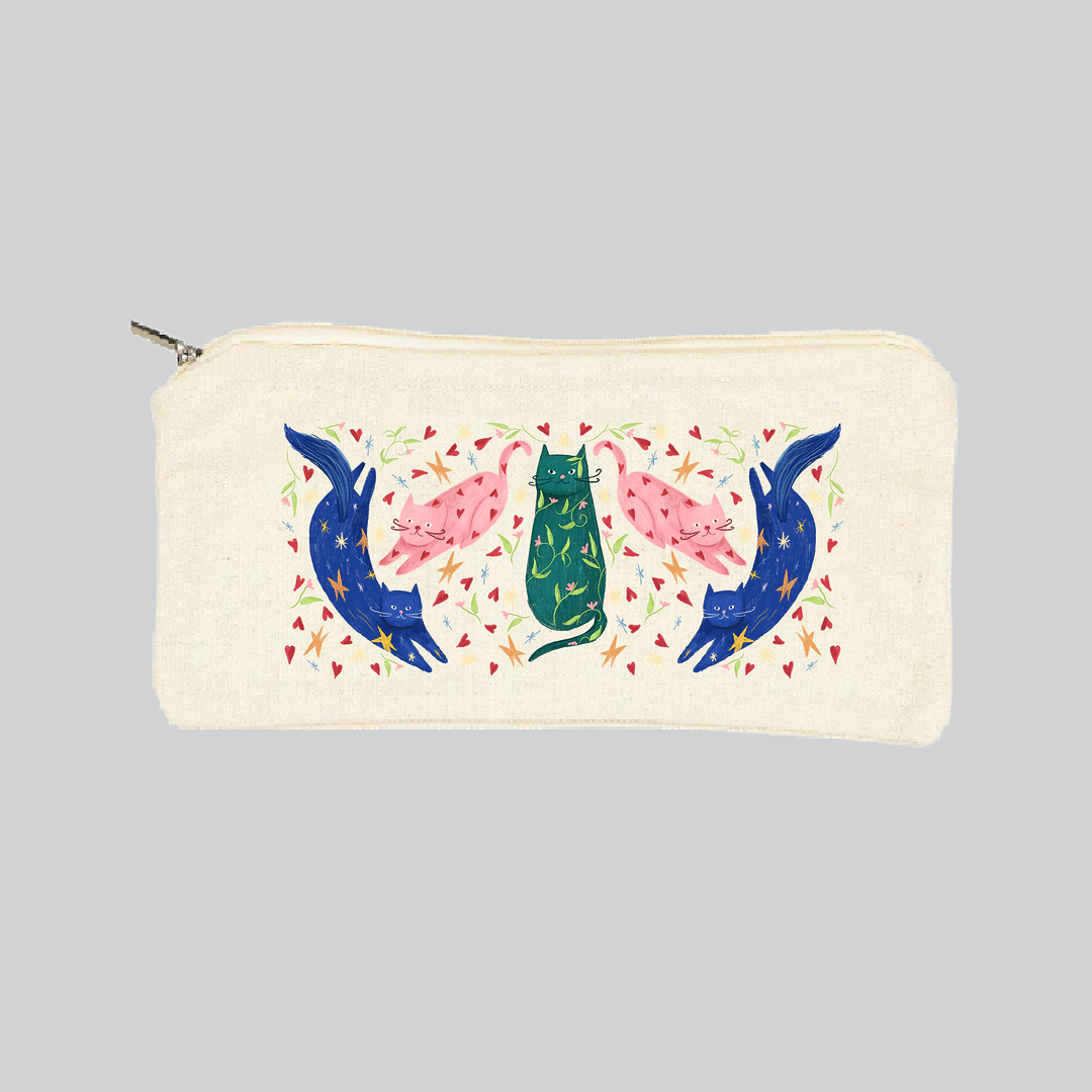Cartuchera de Lona con Diseño Gatos