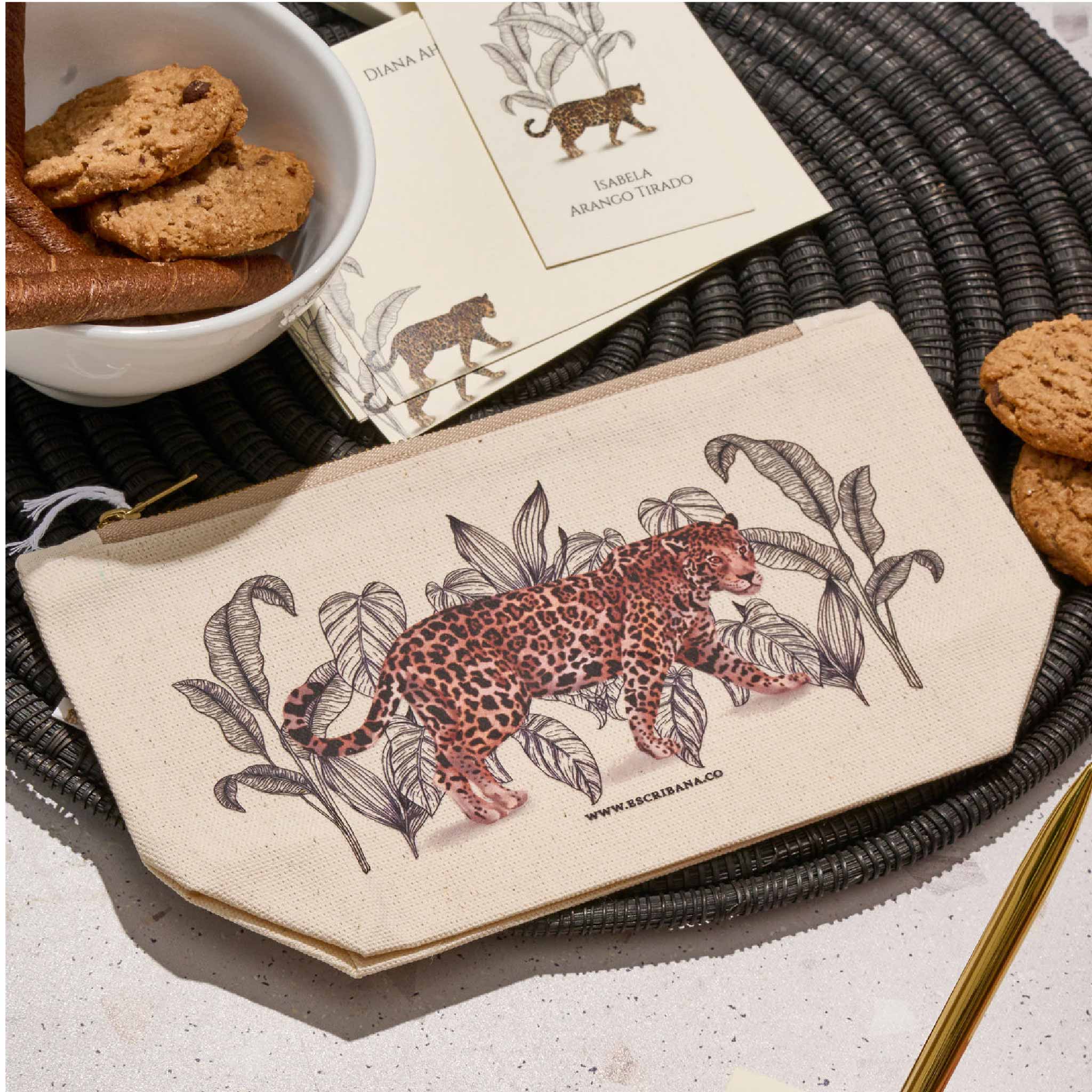 Cartuchera de Lona con Diseño Selva Jaguar