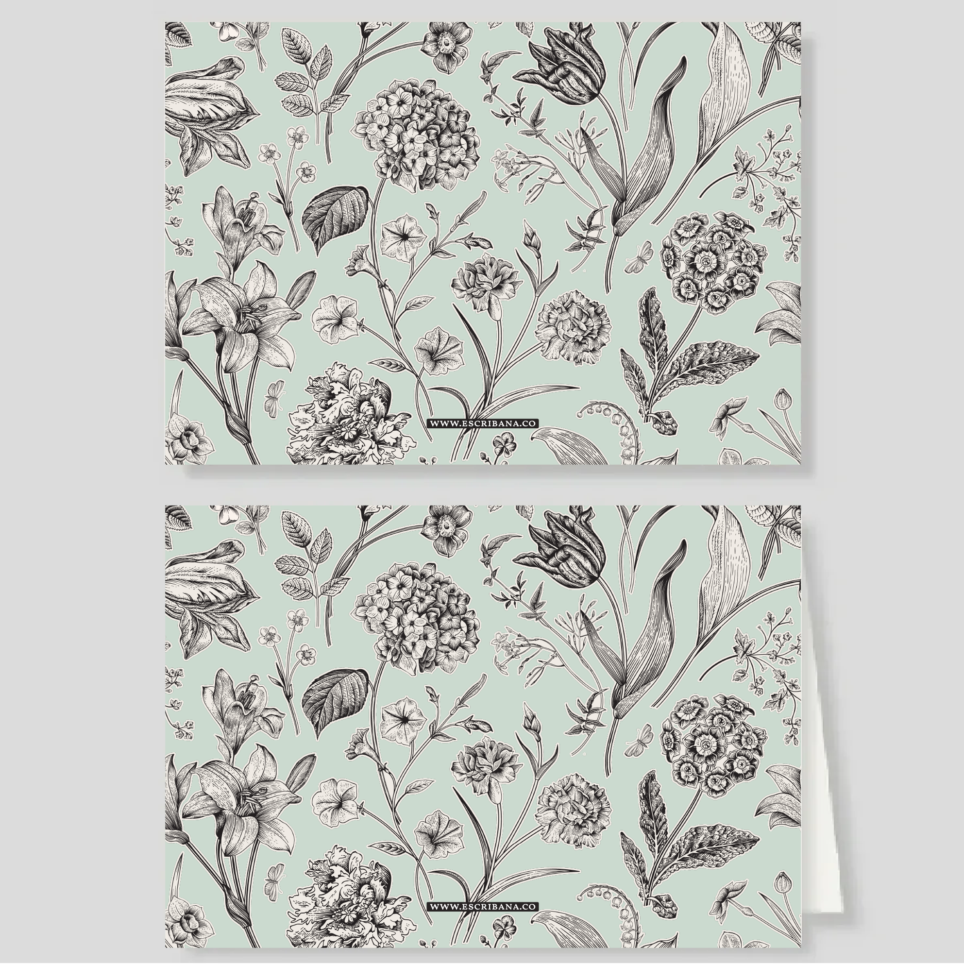 Tarjetón + Tarjetón doble Florario Menta