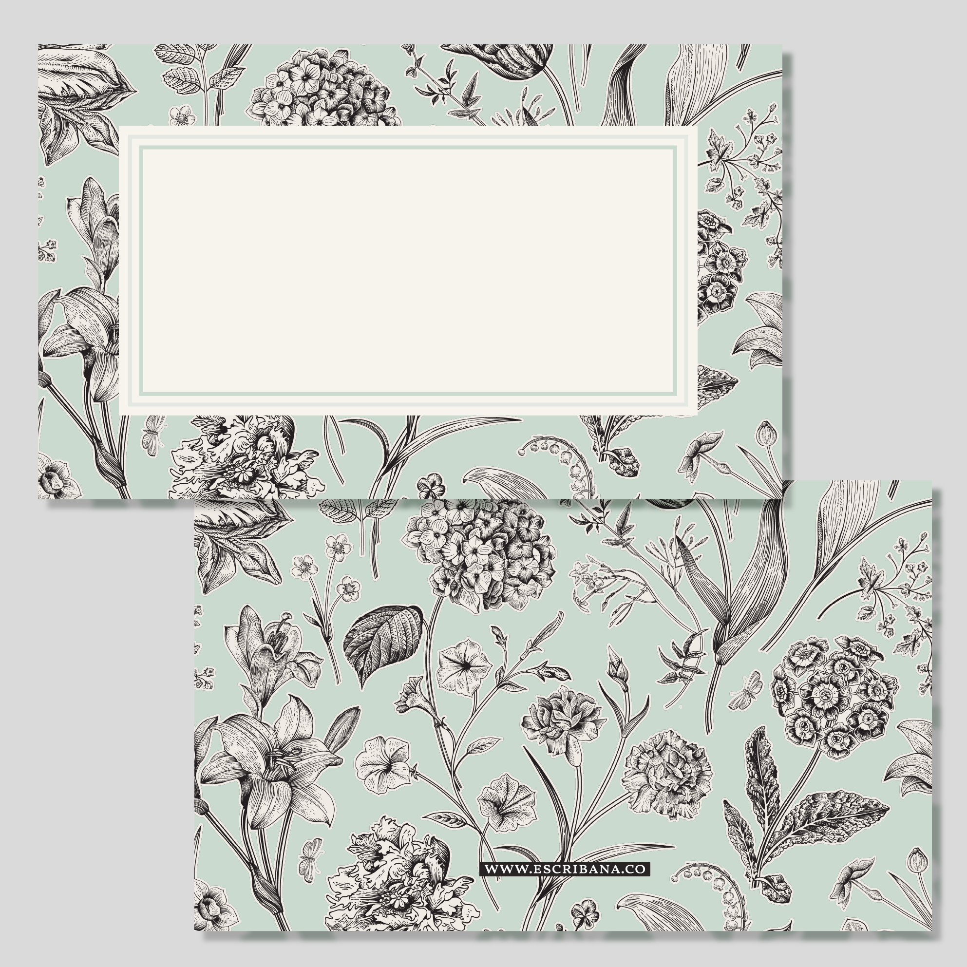 Tarjeta Personal Florario menta con sobre