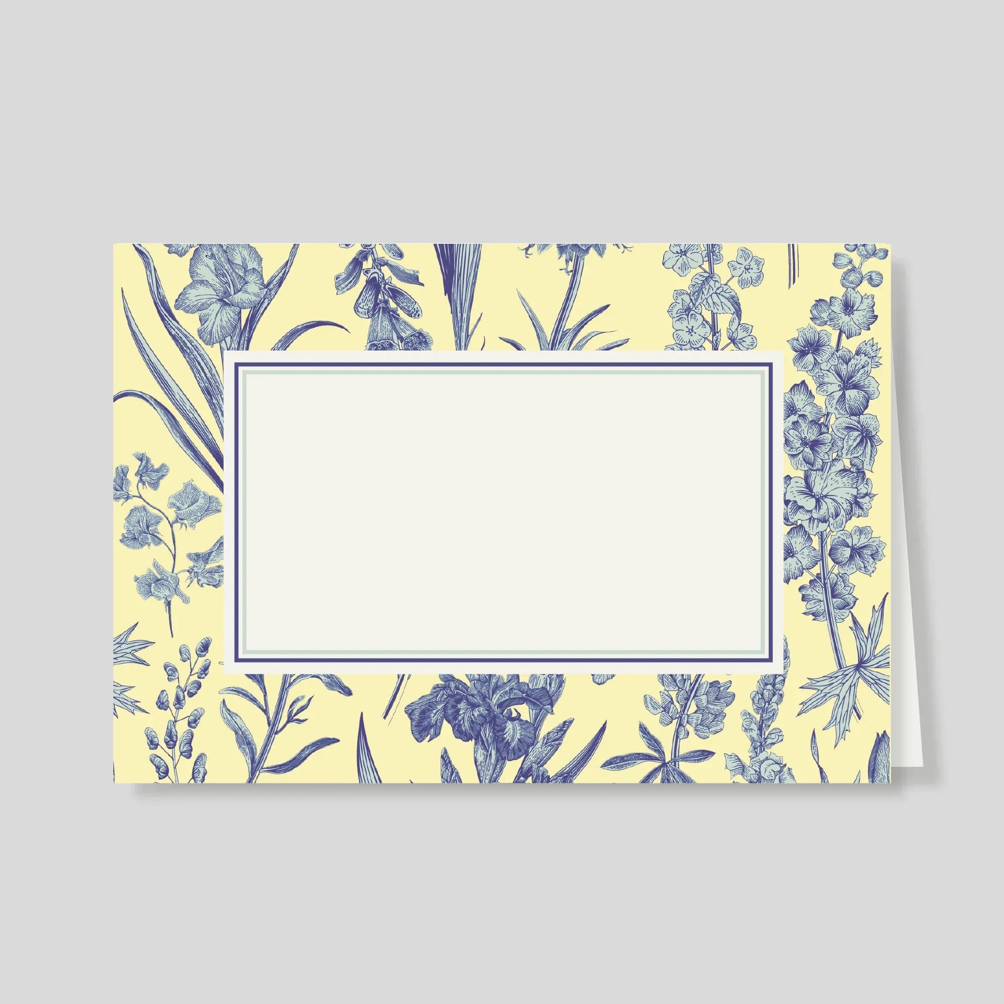 Tarjetón Doble Florario Azul