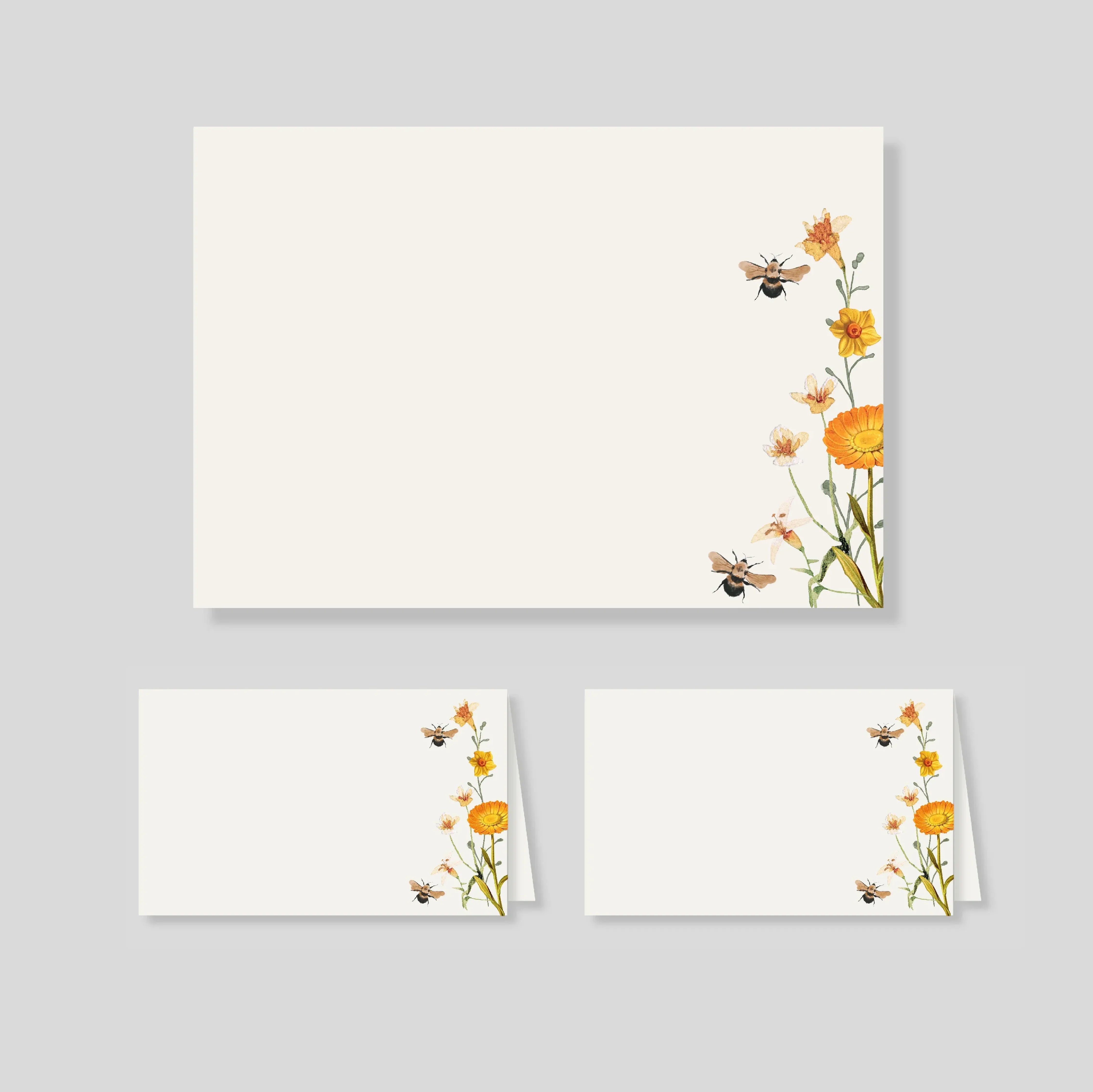 Pack tarjetón sencillo + notas dobles Bee (listos para llevar)