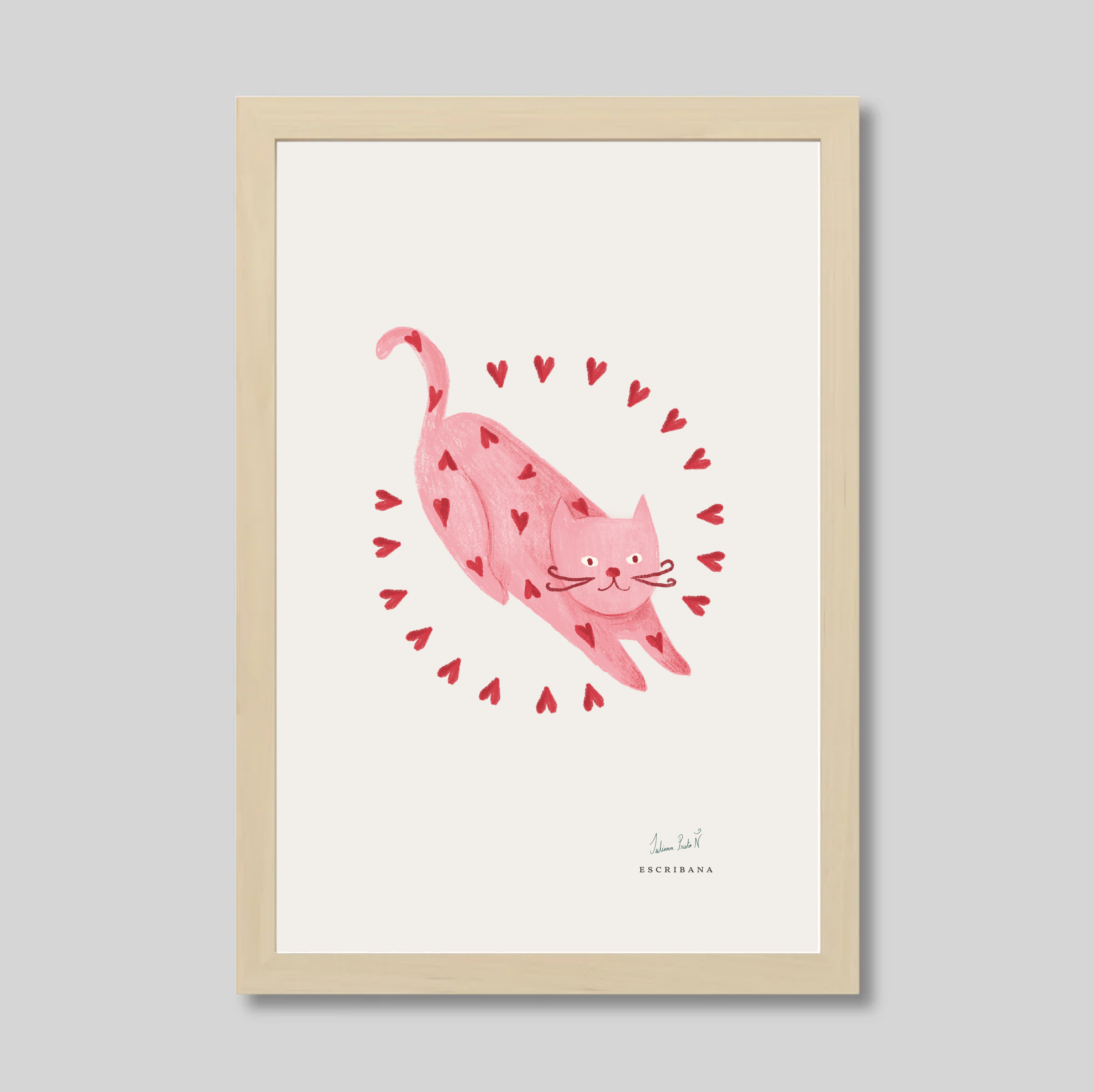 Cuadro mini Gato Rosa