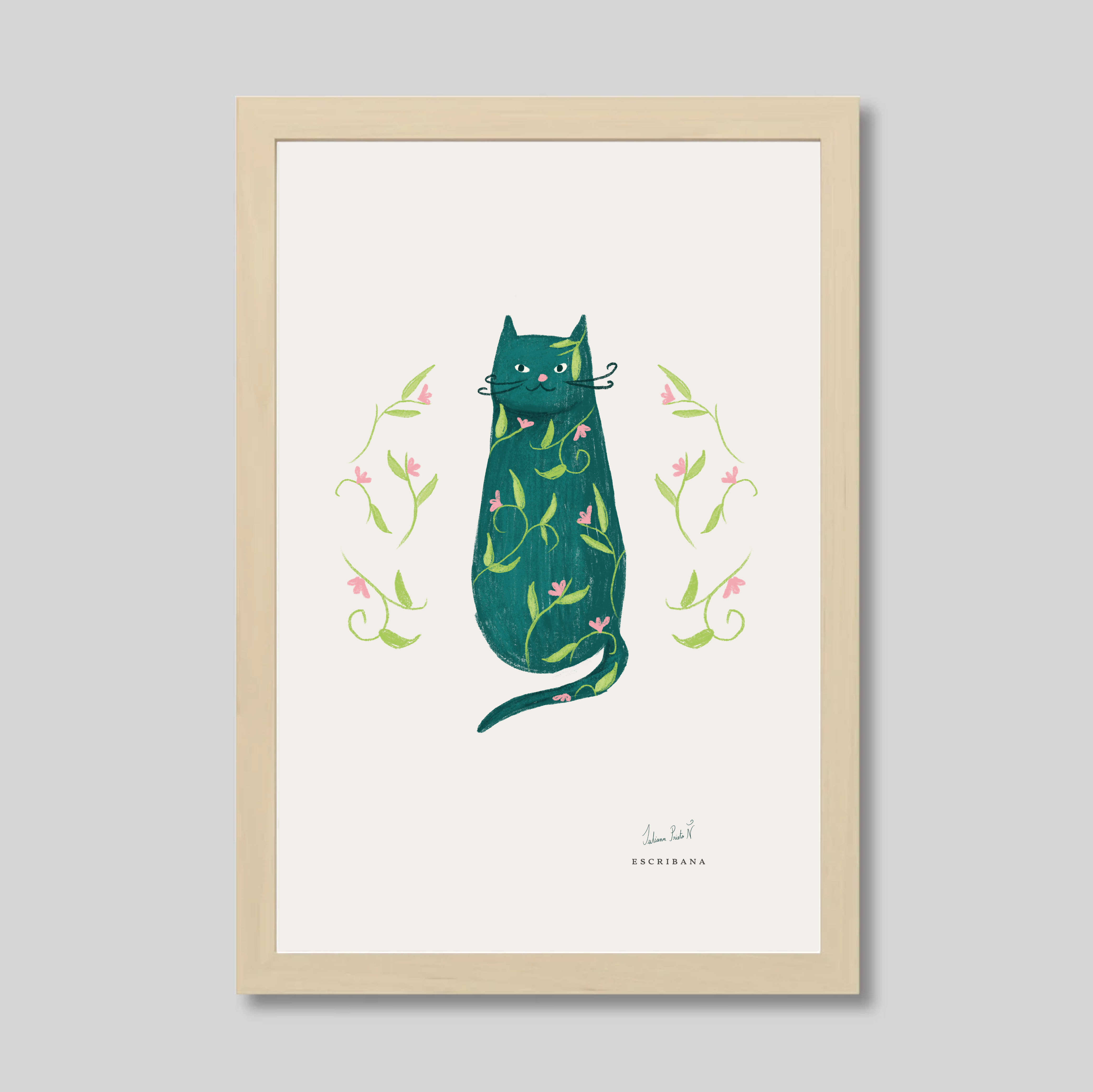 Cuadro mini Gato Jardin