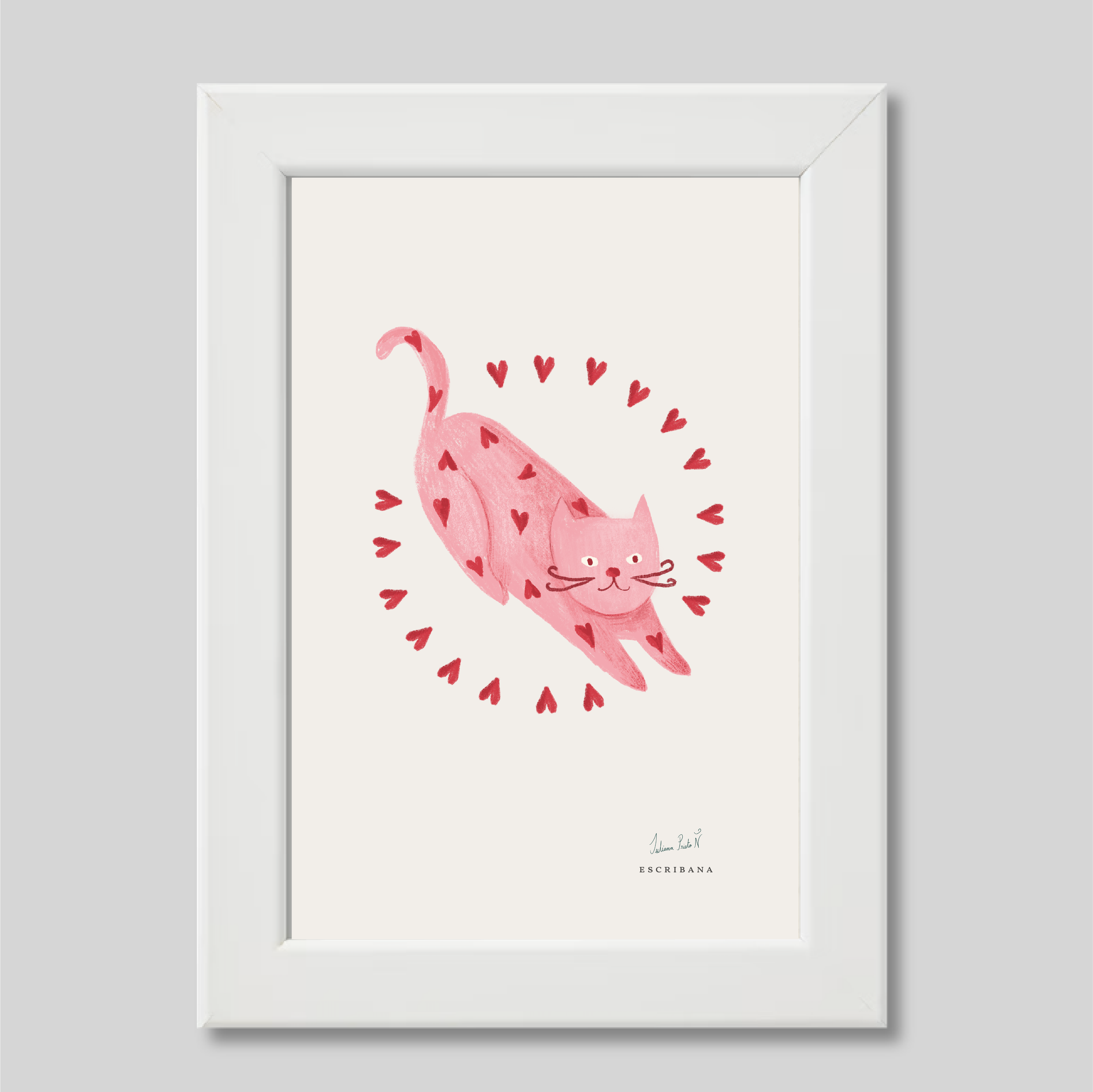 Cuadro mini Gato Rosa