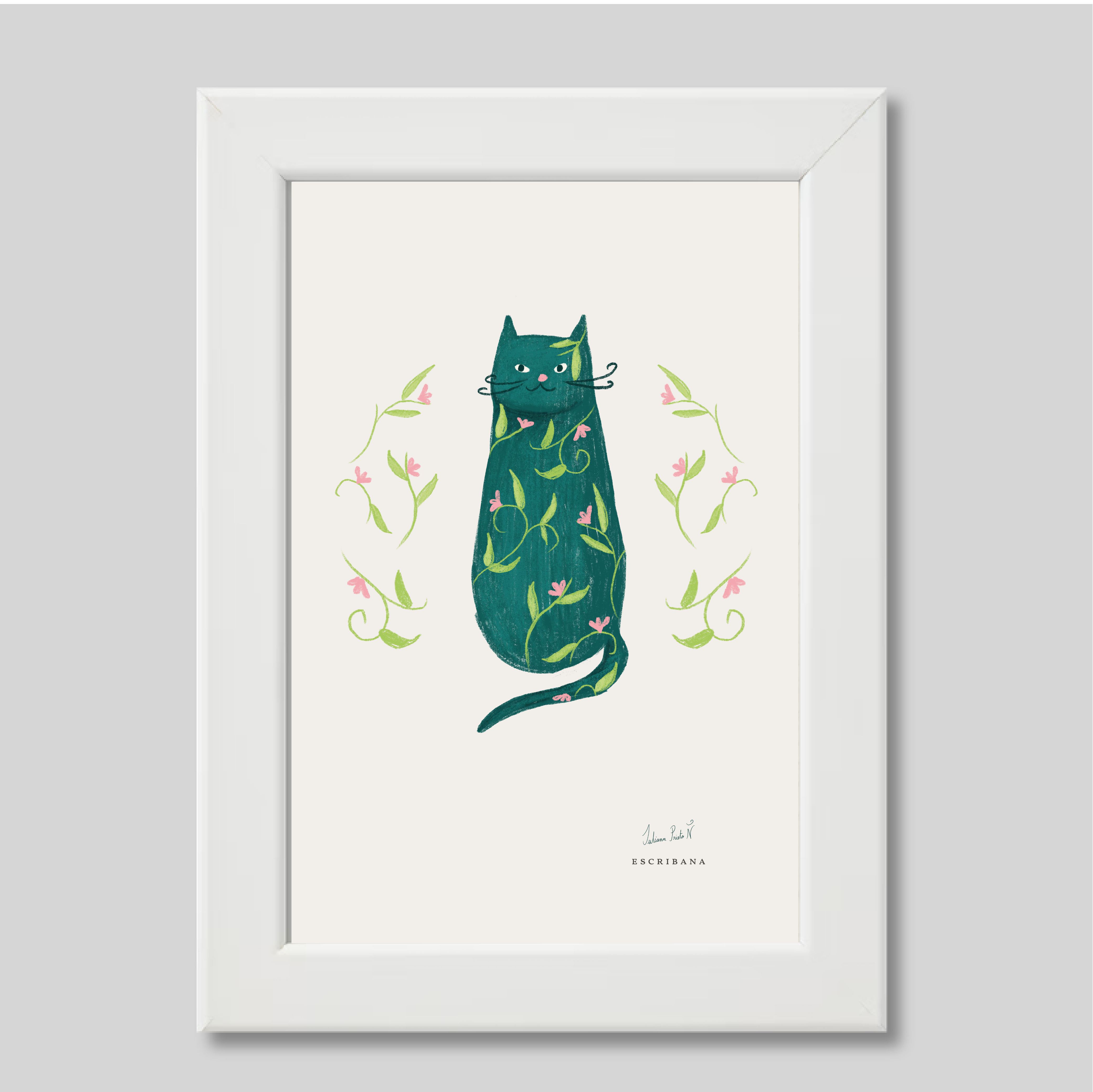 Cuadro mini Gato Jardin