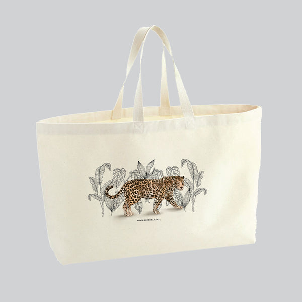 Tote Bag de Lona con Diseño Selva Jaguar